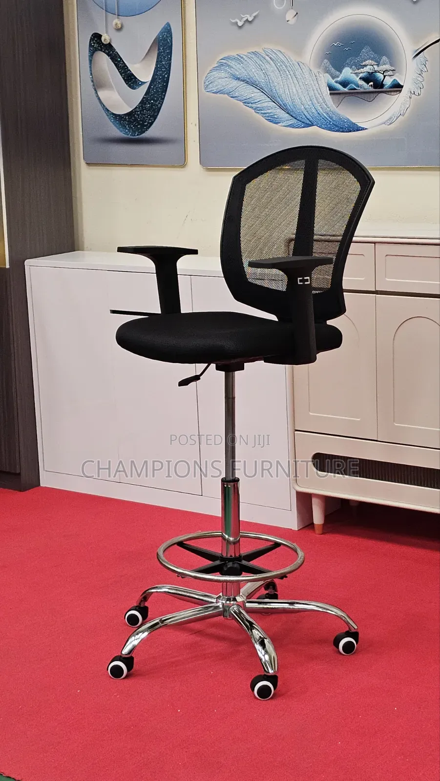 Tall Mesh Drafting Chair With Footring