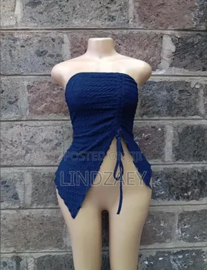 Navy Blue Asymmetrical Tube Top