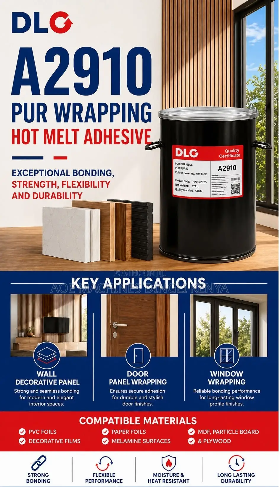 DLG A2910 Pur Wrapping Hot Melt Adhesive – 20kg