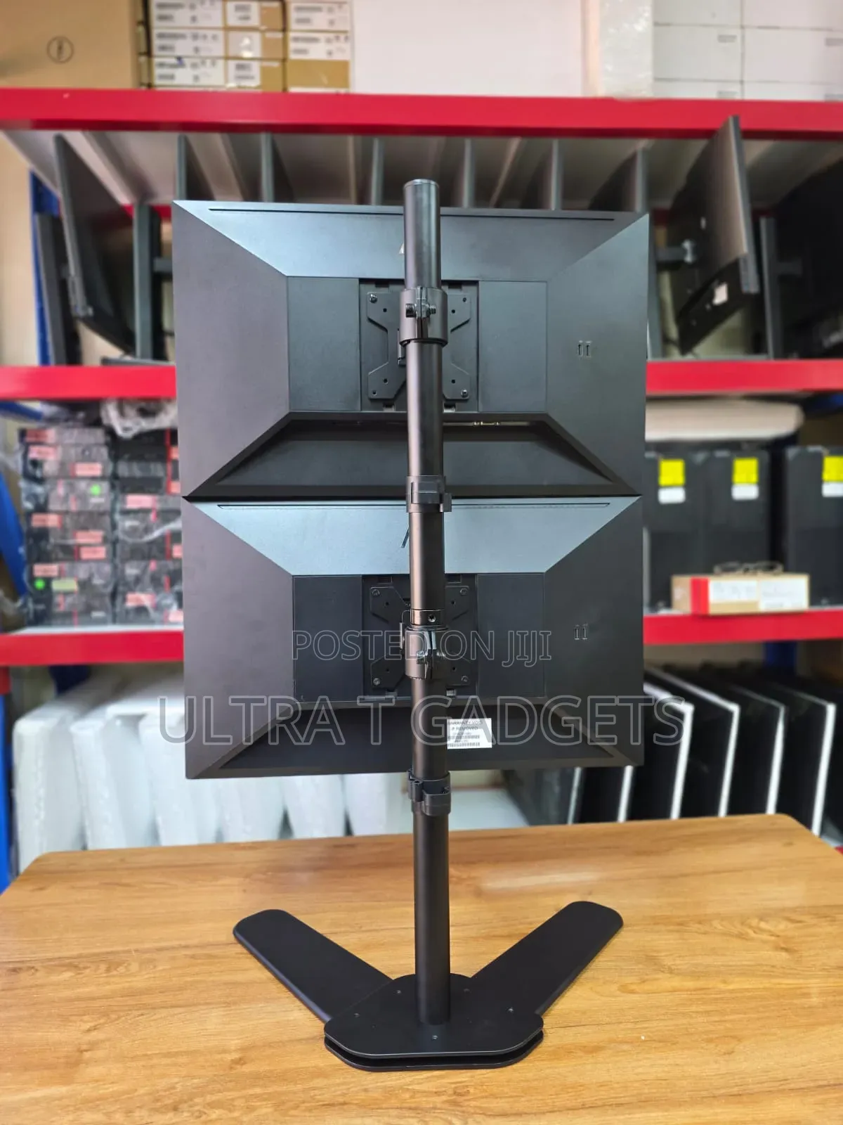 Title: Dual Vertical Monitor Stand – Heavy Duty Space Saving