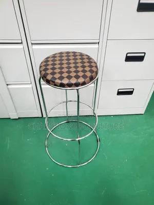 Classic Checkerboard Round Padded Chrome Barstool