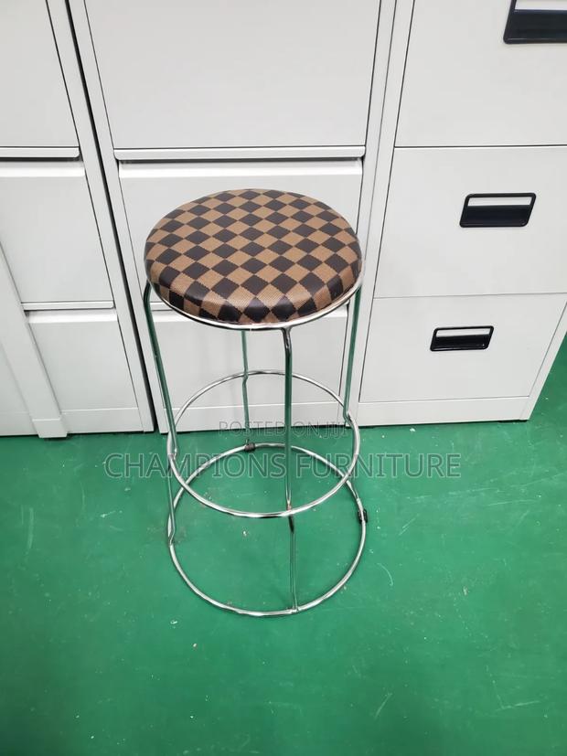 Classic Checkerboard Round Padded Chrome Barstool