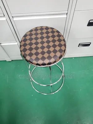 Classic Checkerboard Round Padded Chrome Barstool