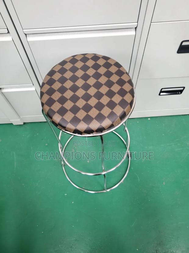 Classic Checkerboard Round Padded Chrome Barstool - thumbnail 2