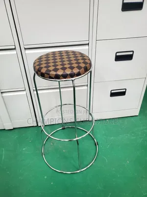 Classic Checkerboard Round Padded Chrome Barstool