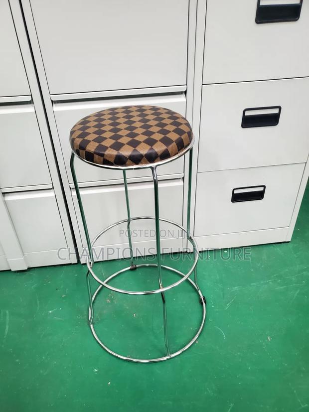 Classic Checkerboard Round Padded Chrome Barstool - thumbnail 3