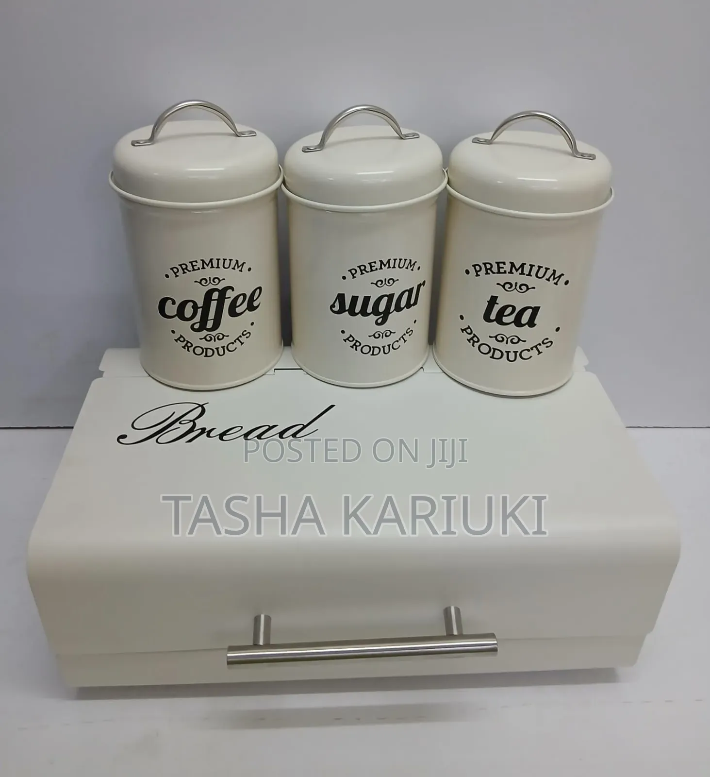 Elegant Bread Storage Bin With 3pcs Canisters* Material:alloy
