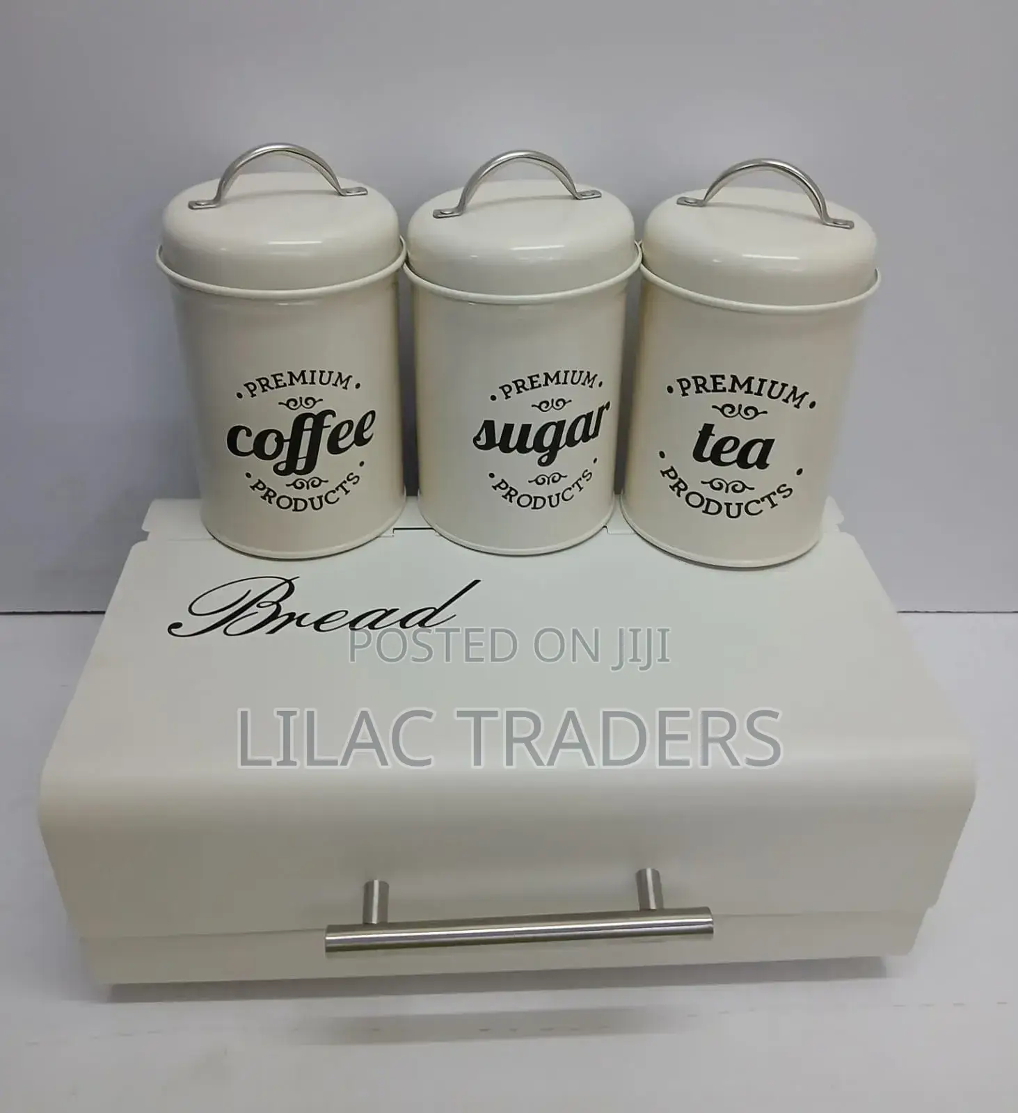 Elegant Bread Storage Bin With 3pcs Canisters* Material:alloy