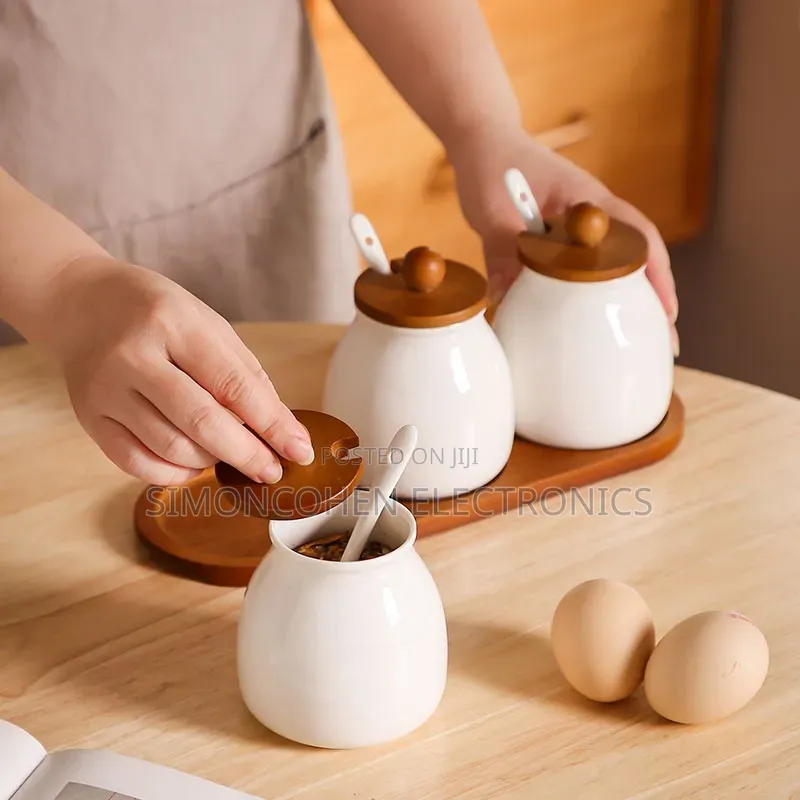 Ceramic 3pcs Canister Set With Scoop