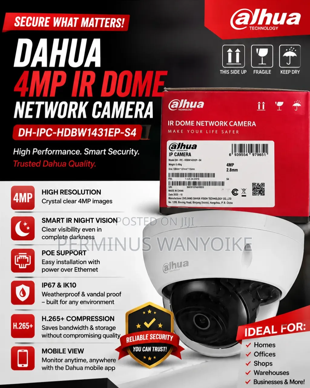 Dahua 4mp Ir Dome Network Camera