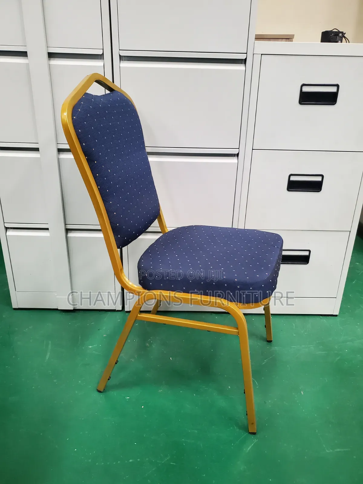 Blue and Gold Stackable Banq Chair