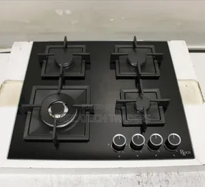 Roch 4 Burner Gas Cooker Black Glass Built-in Hob
