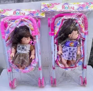 Kids Stroller and Doll (Doll 30CM Long, Stroller 52CM Long)