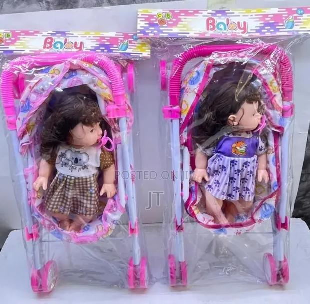 Kids Stroller and Doll (Doll 30CM Long, Stroller 52CM Long)