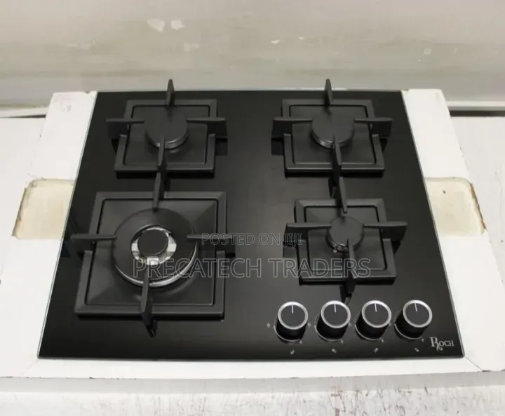 Roch 4 Burner Gas Hob – Black Tempered Glass