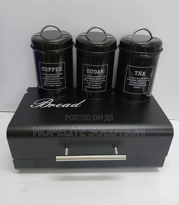 Unique and Elegant Bread Storage Bin With 3pcs Canisters