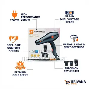 Sayona SY-1000 Hair Dryer 2000W Professional 2 Speeds 3 Heat