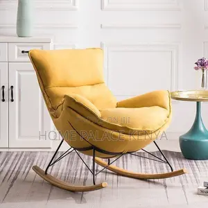 Rocking Chair; Elegant Wood Leg Rocking Lounge With Padded Cushion