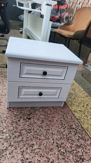 White Two-Drawer Wooden Bedside Cabinet