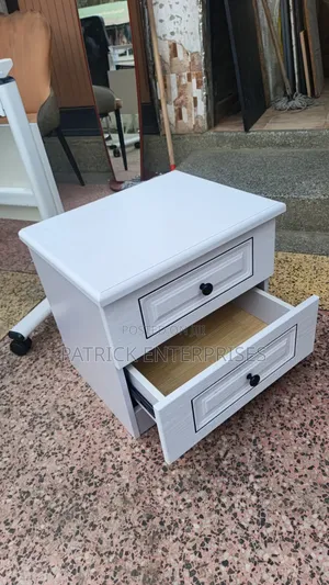 White Two-Drawer Wooden Bedside Cabinet