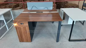 Imported Modern Two Way Workstation Dark Walnut and Gray Color
