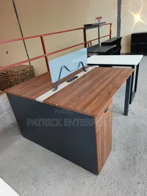 Imported Modern Two Way Workstation Dark Walnut and Gray Color