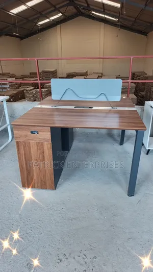 Imported Modern Two Way Workstation Dark Walnut and Gray Color