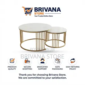 2-Piece Round Nesting Coffee Tables White Marble Gold Modern