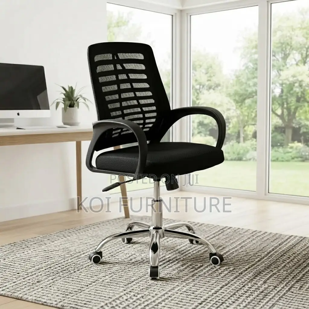 Office Chairs; Mid Backrest Black Ergonomic Mesh Chairs