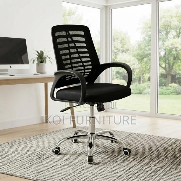 Office Chairs; Mid Backrest Black Ergonomic Mesh Chairs
