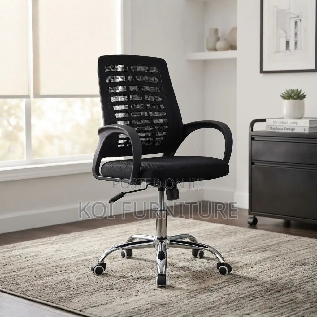 Office Chairs; Mid Backrest Black Ergonomic Mesh Chairs