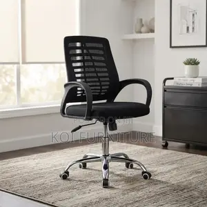 Office Chairs; Mid Backrest Black Ergonomic Mesh Chairs