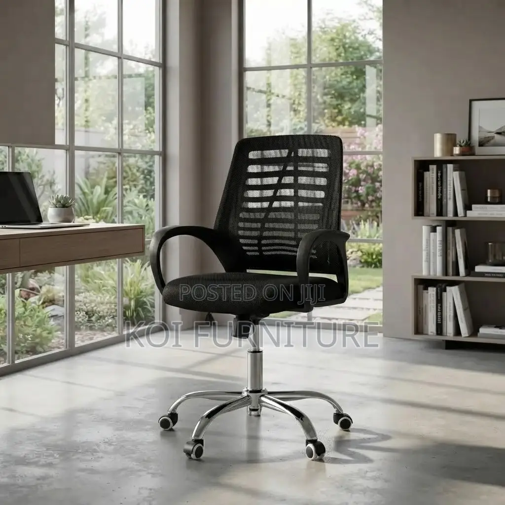 Office Chairs; Mid Backrest Black Ergonomic Mesh Chairs