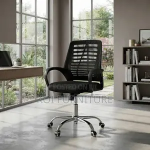 Office Chairs; Mid Backrest Black Ergonomic Mesh Chairs