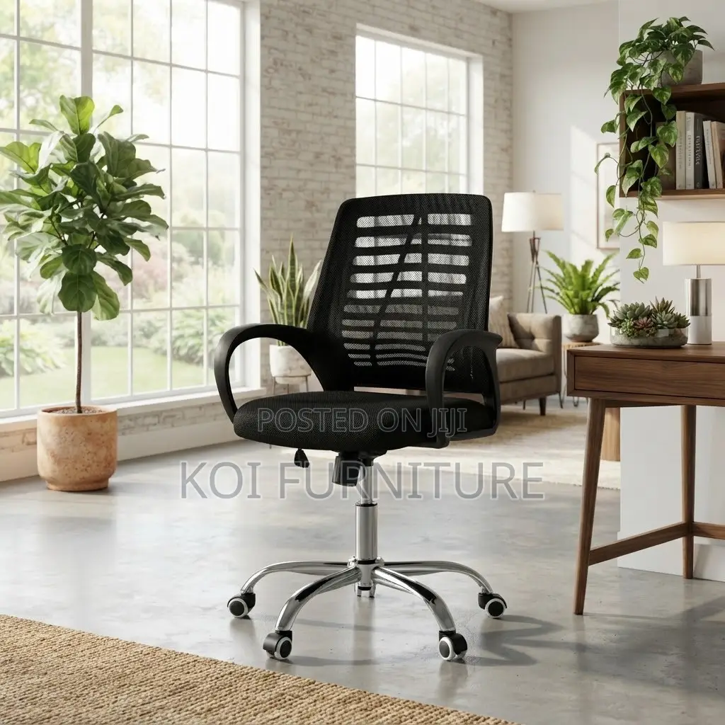 Office Chairs; Mid Backrest Black Ergonomic Mesh Chairs
