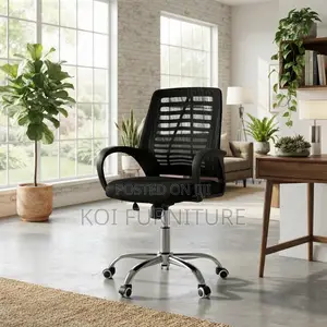 Office Chairs; Mid Backrest Black Ergonomic Mesh Chairs