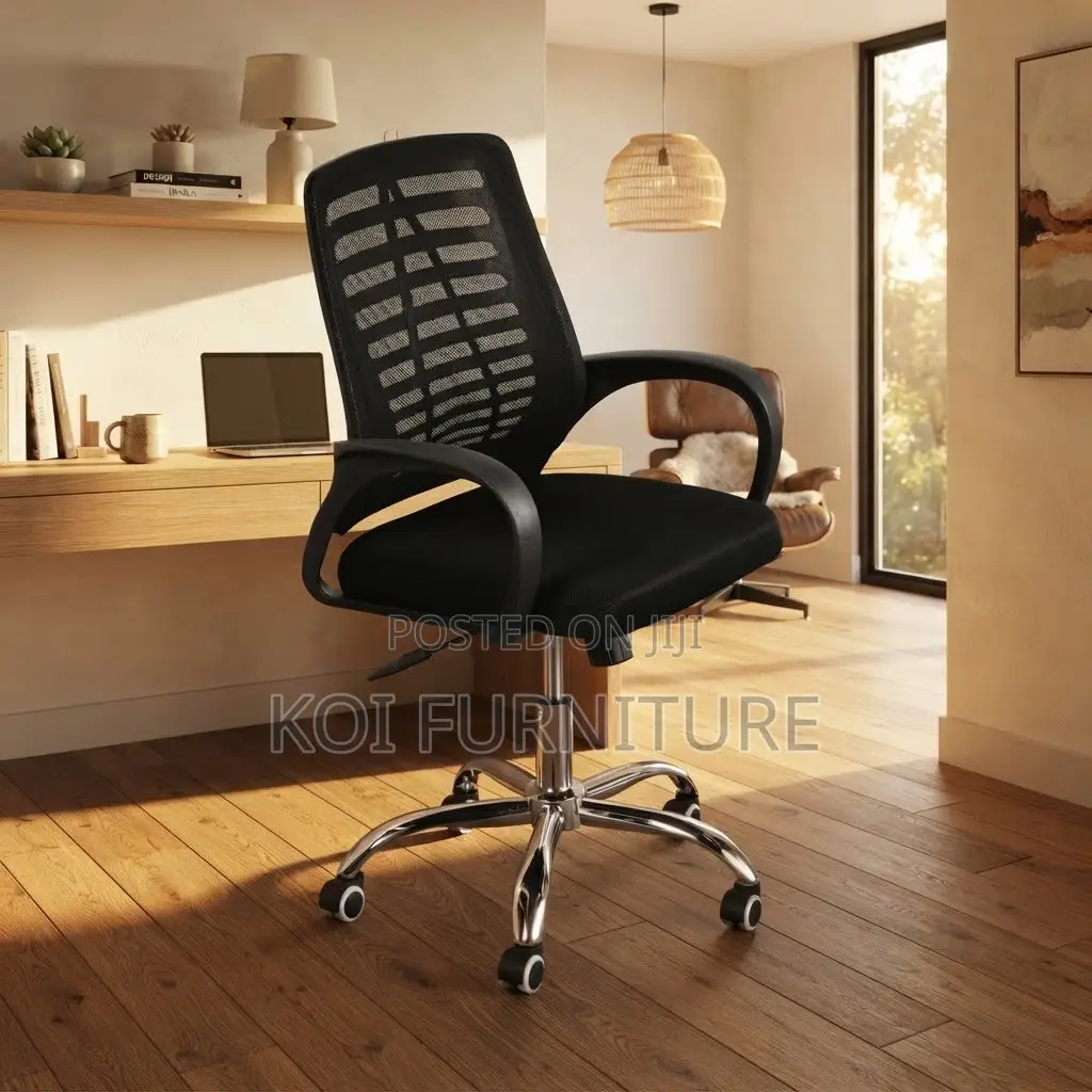 Office Chairs; Mid Backrest Black Ergonomic Mesh Chairs