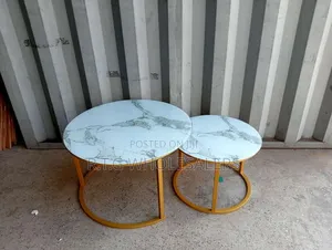 Marble Nesting Coffee Table (Glass Effect) White