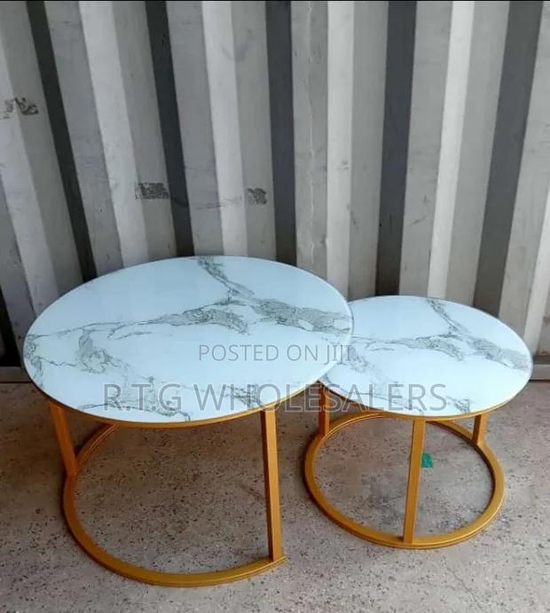 Marble Nesting Coffee Table (Glass Effect) White - thumbnail 2