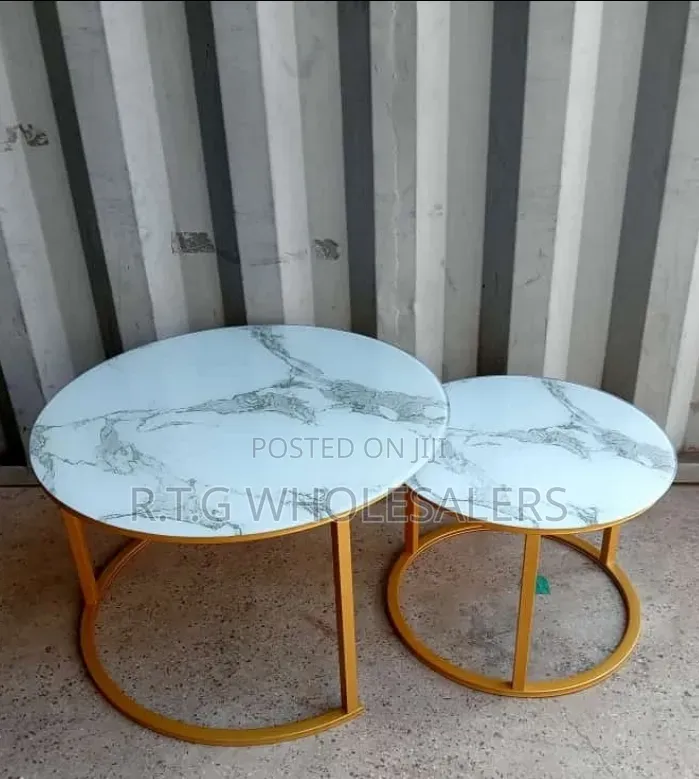 Marble Nesting Coffee Table (Glass Effect) White