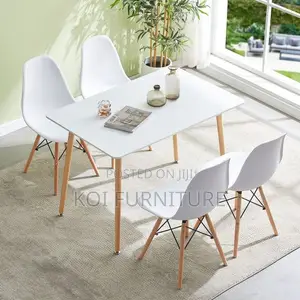 Dining Set; 4-Seater White Eames Dining Set