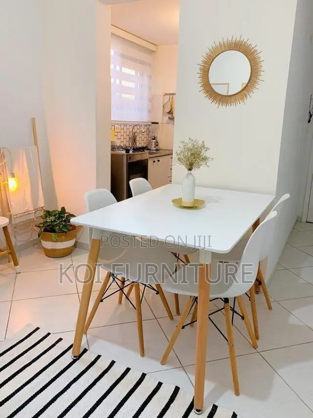 Dining Set; 4-Seater White Eames Dining Set