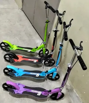 Heavy-Duty Metallic 2-Wheel Kick Scooters With Big PU Wheels