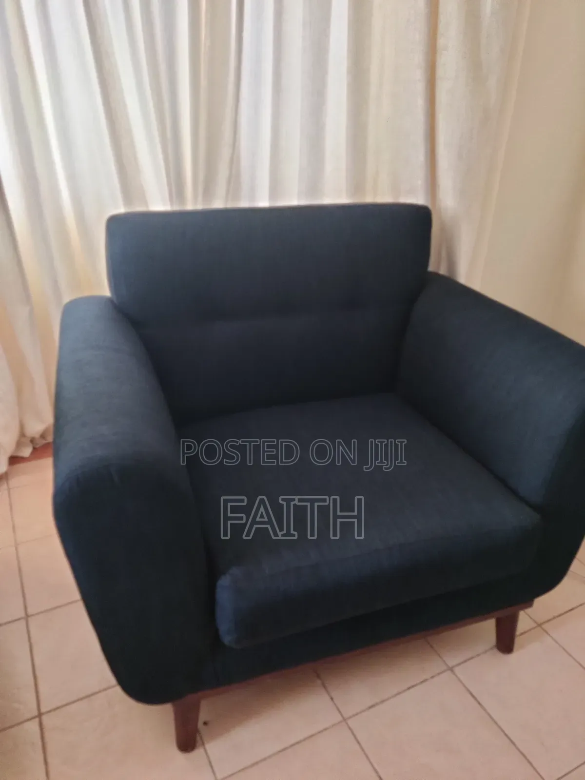 Navy Blue Spacious One Seater Couch