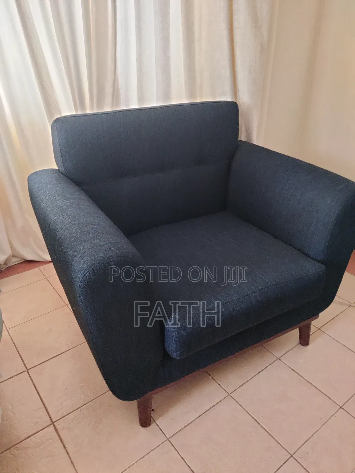 Navy Blue Spacious One Seater Couch