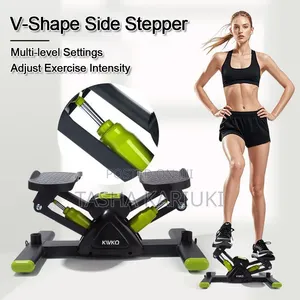 V-Shaped Fitness Stepper With Elastic Bands