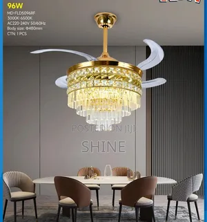 Luxury Retractable Led Ceiling Fan Chandelier