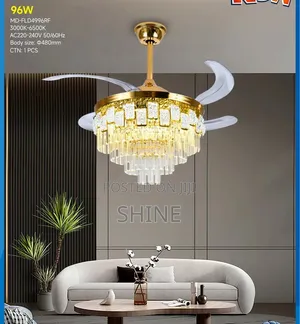 Luxury Retractable Led Ceiling Fan Chandelier