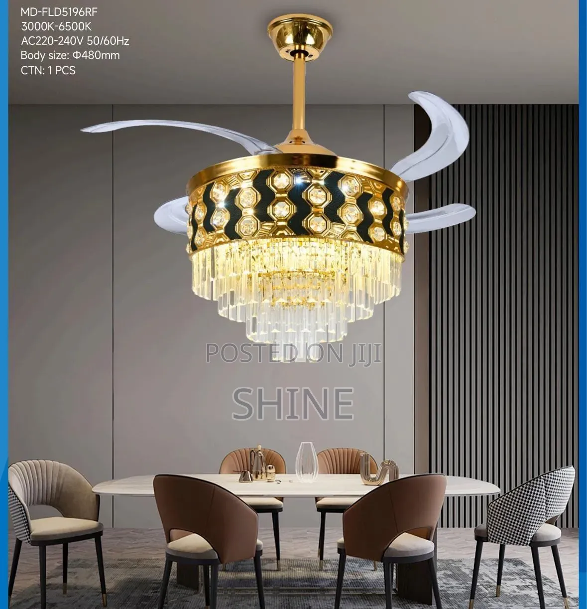 Luxury Retractable Led Ceiling Fan Chandelier