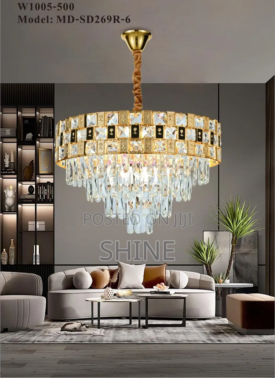 500mm Modern Drum Frame Crystal Chandelier